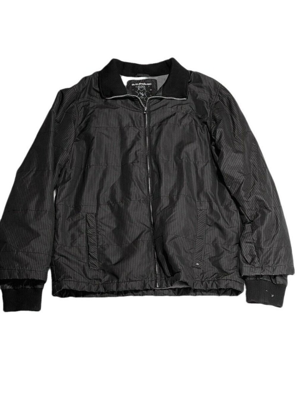 Quiksilver Mens Black Soft Shell Jacket Size Large  Zipper Closure & Soft Fleece